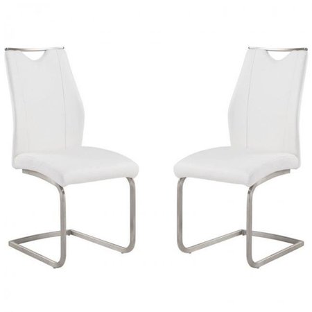 BEDDING BEYOND Bravo Contemporary Side Chair In White and Stainless Steel BE165216